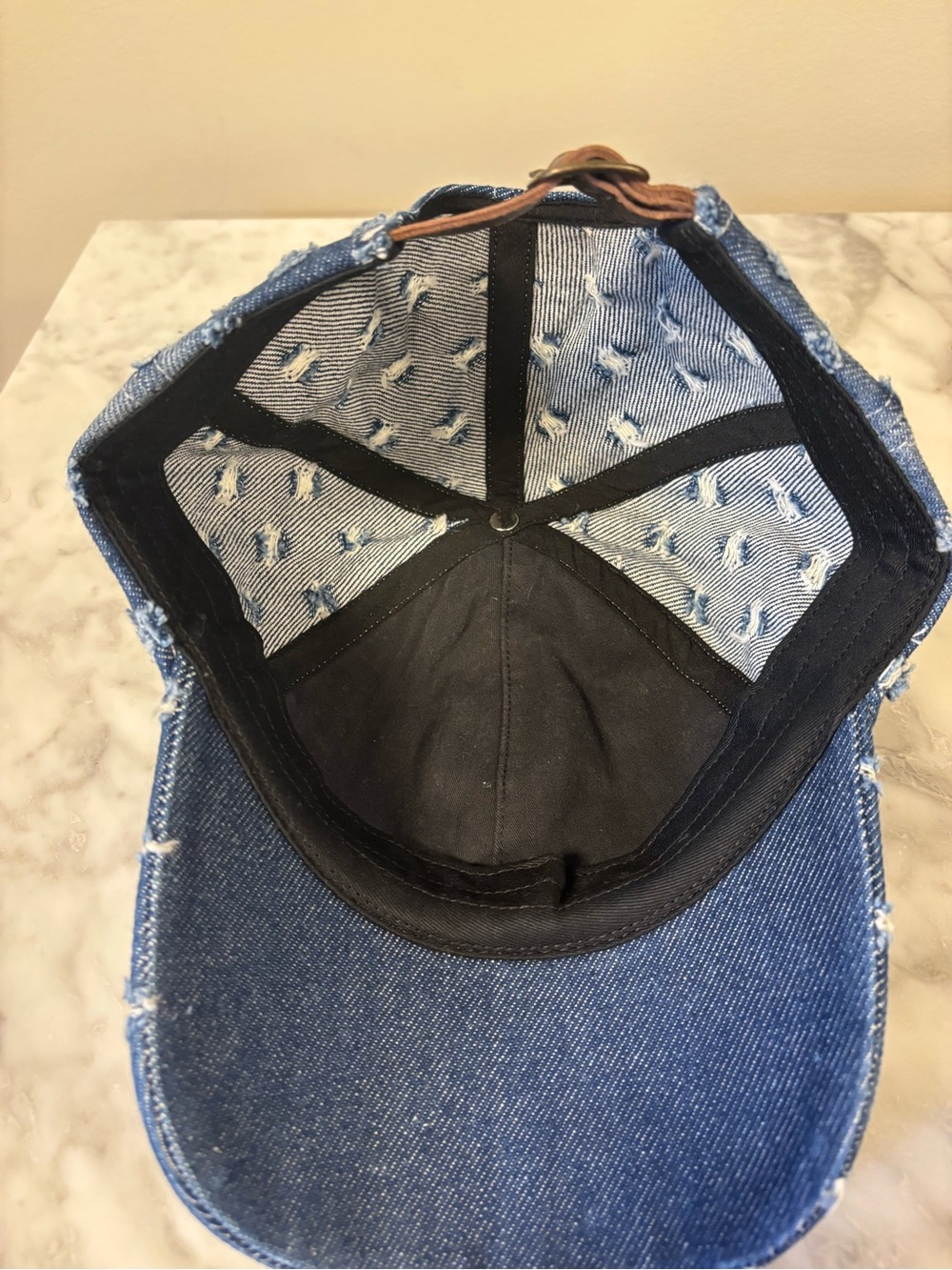 Supreme Distressed Denim Rhinestone Cap - Blue - Picture 6 of 7